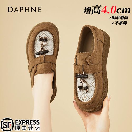 达芙妮4CM厚底串珠乐福鞋女2026秋季新款复古勃肯鞋百搭软底单鞋主图