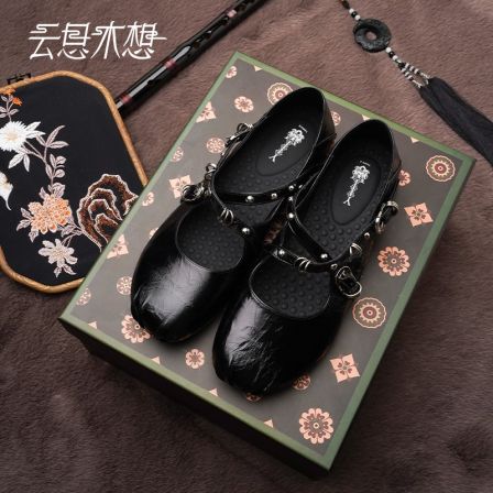 Ysimo-X云思木想 柔云抱月  新款交叉带复古真皮玛丽珍单鞋15143