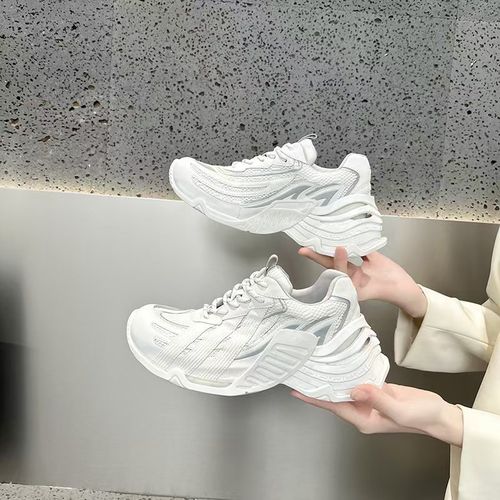 韩尤简同款厚底透气系带百搭时尚运动休闲老爹鞋主图