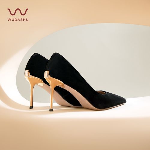黑色金属跟女鞋尖头高跟鞋百搭单鞋气质职业尖头浅口细跟高跟鞋主图