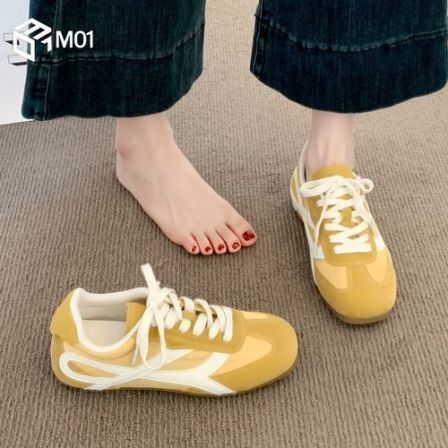 M01黄色复古德训鞋女款鞋子新款秋季爆款百搭阿甘鞋休闲运动板鞋