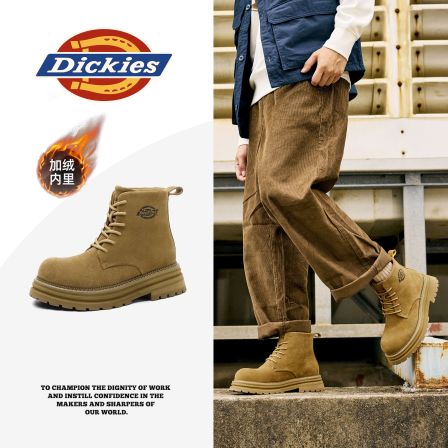 Dickies2026春季时尚户外休闲真皮复古厚底大黄靴高帮马丁靴春季