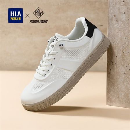 HLA/海澜之家男鞋2026夏季新款冲孔透气潮流德训鞋休闲运动板鞋