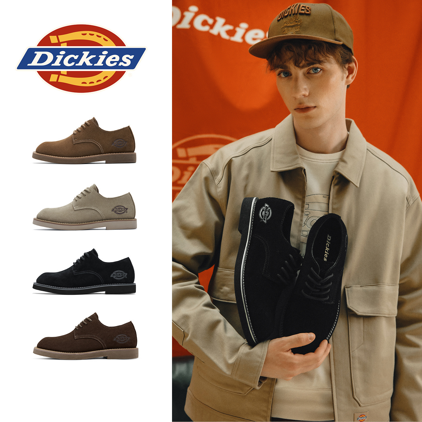Dickies2026春季新款工装男鞋英伦低帮马丁鞋男士休闲皮鞋主图