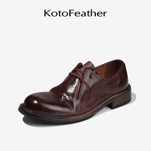 珡羽KotoFeather 复古水洗马皮男鞋轻便透气春夏新款透气休闲皮鞋主图