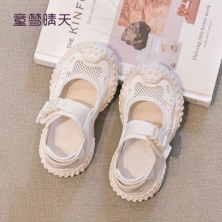 童梦晴天女童凉鞋夏款2026新款儿童运动凉鞋儿童网鞋白色包头鞋子