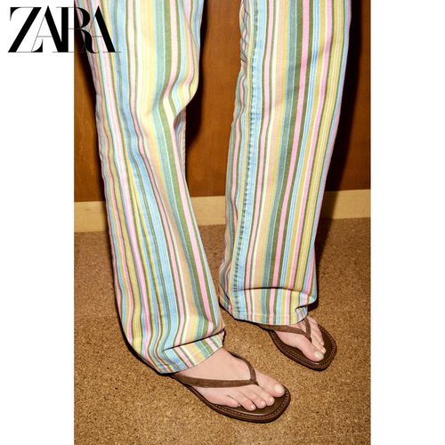 ZARA26夏季新款 女鞋 反绒皮正面吊带平底圆头凉鞋 3641710 709主图