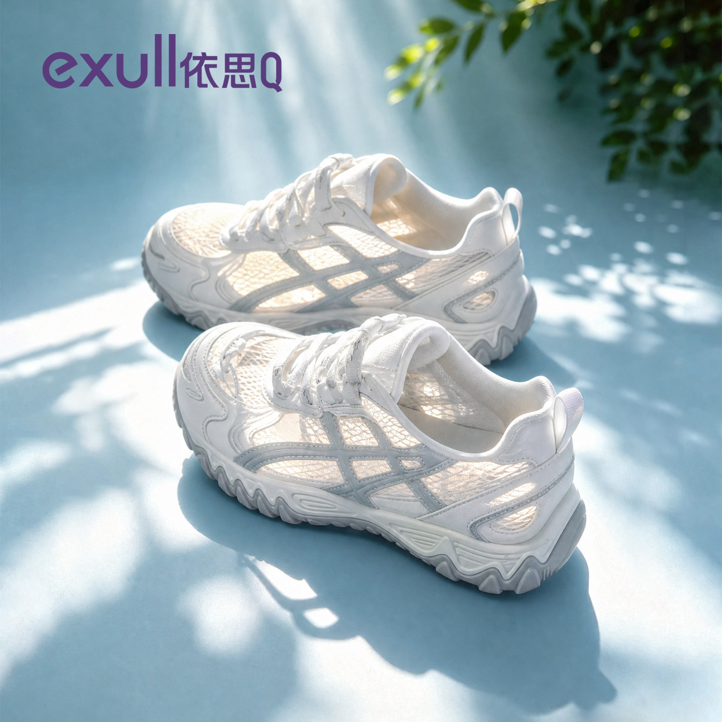 依思q网面厚底老爹鞋女夏薄款2026新款舒适轻便休闲鞋透气运动鞋主图
