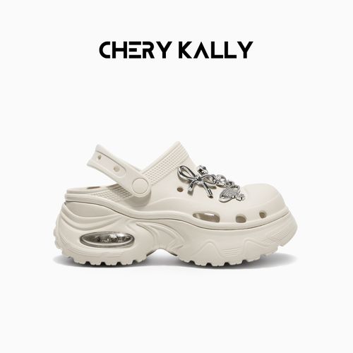 明星同款cherykally厚底增高一脚蹬鞋子女款网红款百搭洞洞鞋6218主图