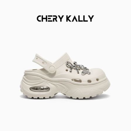 明星同款cherykally厚底增高一脚蹬鞋子女款网红款百搭洞洞鞋6218