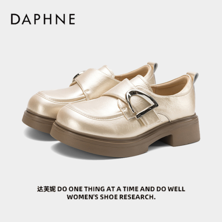 达芙妮乐福鞋女2026春季新款厚底懒人一脚蹬单鞋复古百搭小皮鞋S