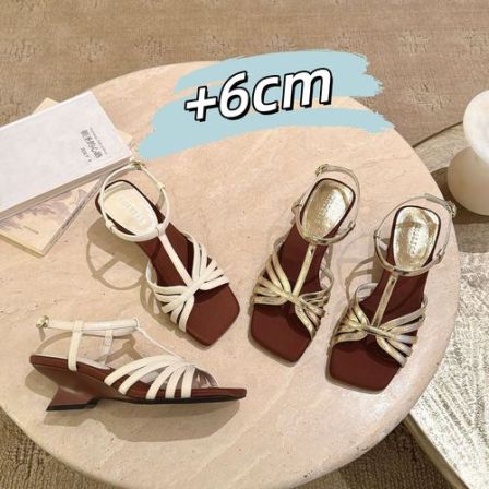 32码起【6cm】网红新款夏季小个子方头软底包头半拖百搭凉鞋女010