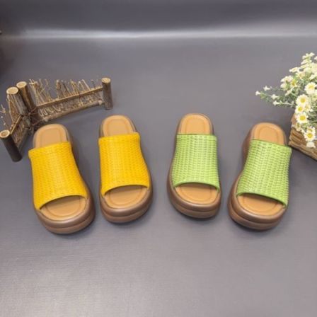 82313-12女士编织包头厚底不累脚复古休闲夏季外穿凉拖