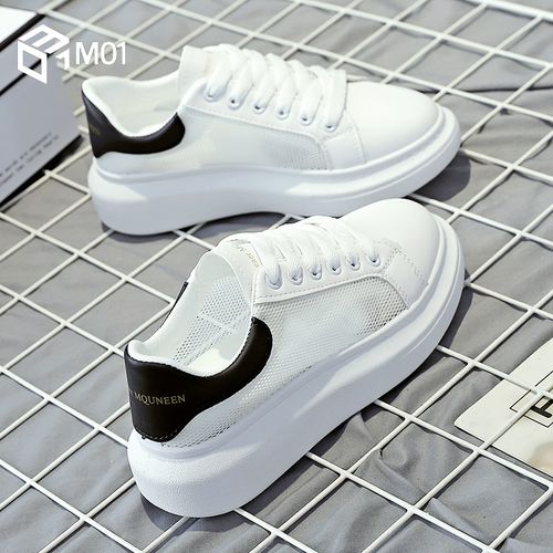 M01小白鞋女鞋夏季新款网面透气网鞋薄款单鞋子百搭运动板鞋女潮主图