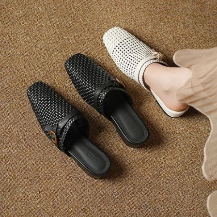 跟高4cm 法式复古百搭包头拖夏季通勤休闲简约时尚大码4142包头拖