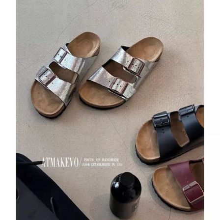 吕小布 | 牛反绒软木底平底一脚蹬勃肯鞋防滑凉拖鞋女夏外穿0519