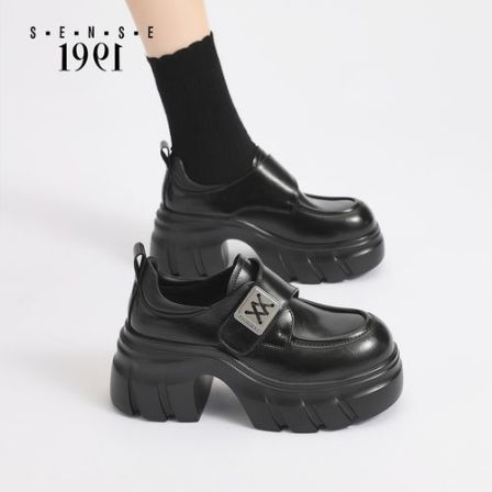 1991女鞋真皮厚底乐福鞋2026秋季新款黑色粗跟皮鞋复古英伦jk女鞋