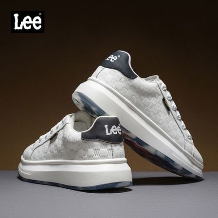 Lee小白鞋男款夏季透气百搭男鞋厚底增高运动休闲鞋