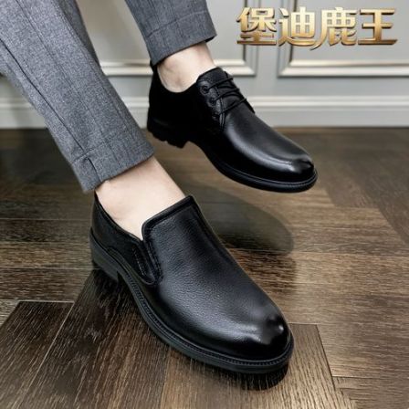 广州鹿皮超轻软底商务正装皮鞋新款男士系带一脚蹬真皮透气舒适