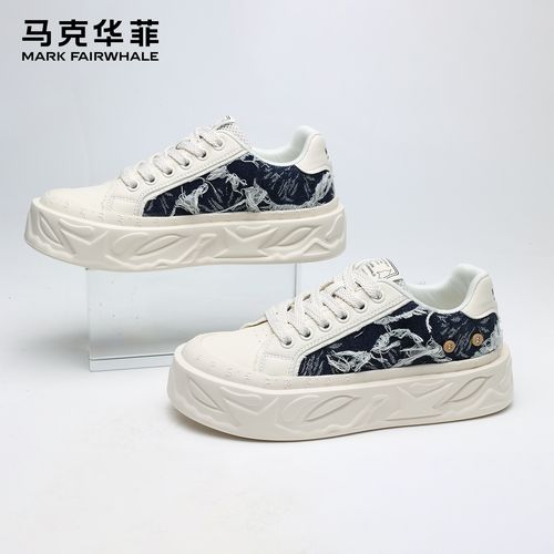 马克华菲板鞋夏季百搭帆布鞋2026新款潮流透气男鞋厚底休闲鞋男款主图