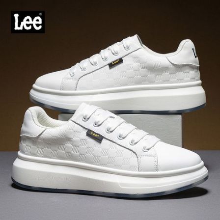Lee小白鞋男款夏季透气百搭男鞋厚底增高运动休闲鞋