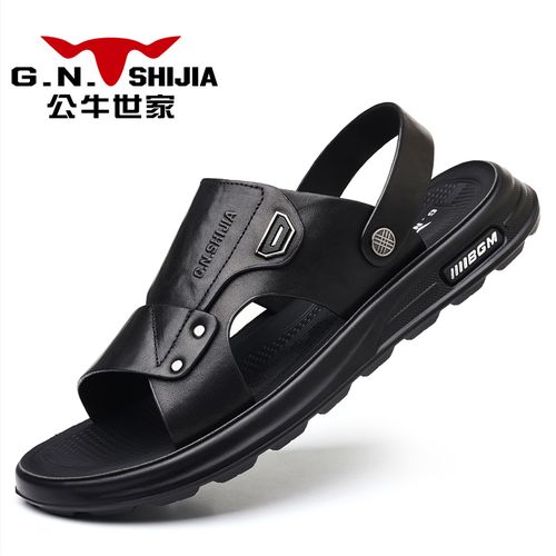 G.N.Shi Jia/公牛世家男士时尚休闲真皮凉鞋软底外穿潮流沙滩鞋男主图