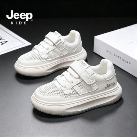 jeep儿童小白鞋女童鞋子2026新款夏季透气网面运动鞋男童学生板鞋