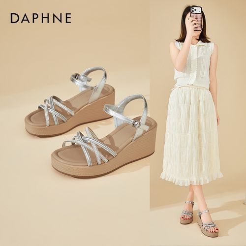 Daphne/达芙妮仙女风厚底坡跟罗马凉鞋女夏新款百搭配裙子高跟鞋主图