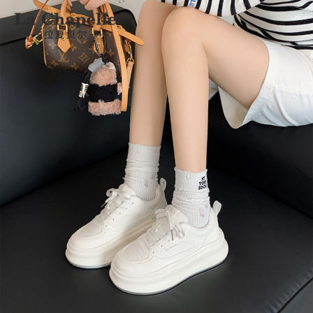 拉夏贝尔厚底小白鞋女2026新款夏季小个子增高透气鞋运动休闲板鞋