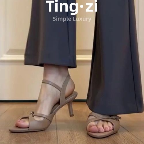 羊皮版~法式凉鞋女款夏季时尚配裙子绝美不累脚罗马鞋细跟高跟鞋主图