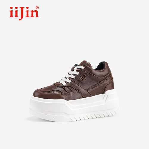 iiJin艾今26春新10cm超轻厚底内增高复古美拉德休闲板鞋女143GNB主图