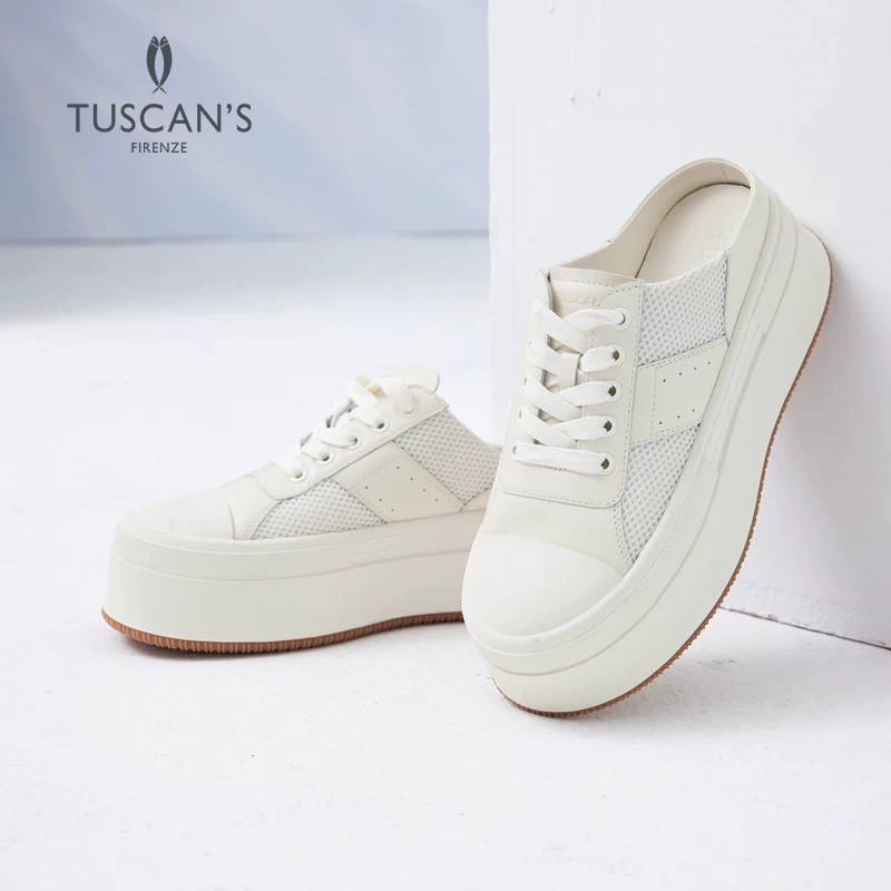 TUSCAN'S【专柜同款】休闲厚底增高小白鞋一脚蹬透气舒适夏季女鞋主图