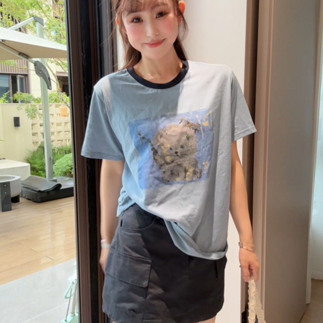 YX十TX202605201新款蓝色小猫体休闲时尚百搭显瘦韩版主图