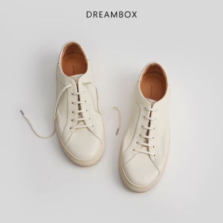 DREAMBOX钧博夏季透气薄款小白鞋石洗马皮软底休闲板鞋极简风男鞋