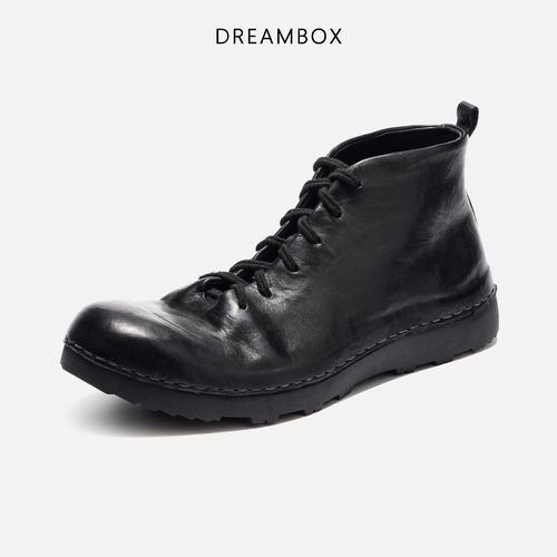 DREAMBOX钧博水洗马皮纯手工高帮男鞋英伦复古百搭马丁靴秋冬短靴主图