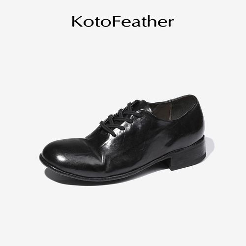 珡羽KotoFeather 重水洗马皮男鞋2026新款手工固特异男士休闲皮鞋主图