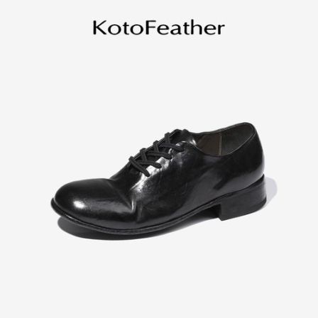 珡羽KotoFeather 重水洗马皮男鞋2026新款手工固特异男士休闲皮鞋