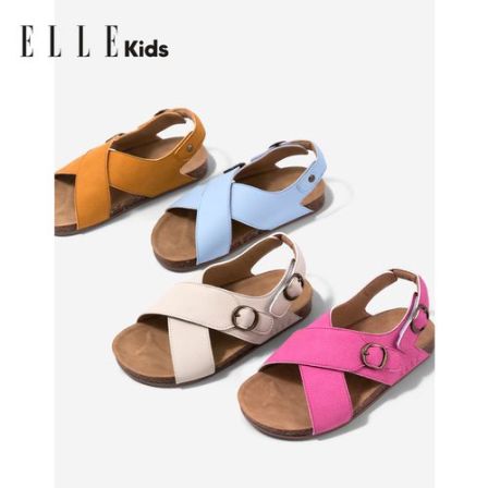ELLEkids女童凉鞋2026夏季新款儿童休闲鞋女孩轻便防滑沙滩鞋子