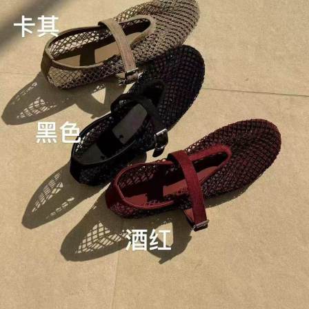 MFX 渔网鞋绝美满钻圆头芭蕾风网纱单鞋法式玛丽珍鞋89-72