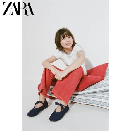 ZARA2026夏季新品 童鞋女童 钩针蝴蝶结饰舒适芭蕾鞋 2563730 400