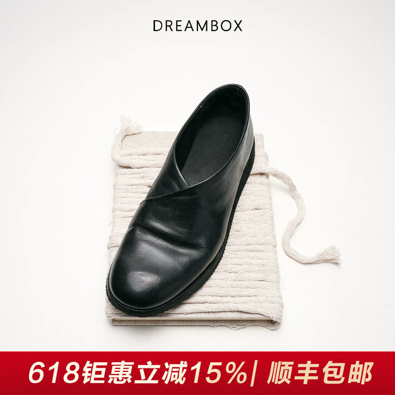 DREAMBOX钧博一脚蹬水洗马皮休闲皮鞋2026新款极简风男士夏季鞋子主图