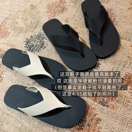 猫猫自制~row人字拖！纯色简约风头层小牛皮休闲舒适凉拖沙滩鞋女
