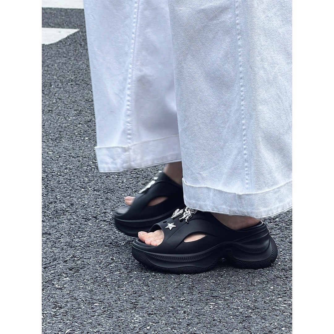 【跟高8cm】2026夏季新款潮流露趾厚底洞洞拖鞋女1846主图