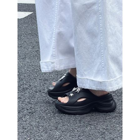 【跟高8cm】2026夏季新款潮流露趾厚底洞洞拖鞋女1846