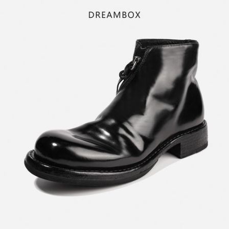 DREAMBOX钧博vibram高端马臀皮男靴新款固特异侧拉链切尔西靴