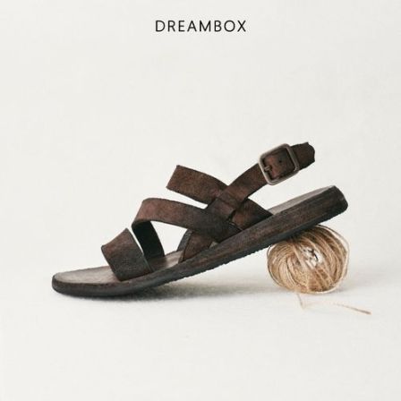 DREAMBOX钧博水洗马皮平底外穿凉鞋2026夏季新款开车舒适沙滩鞋