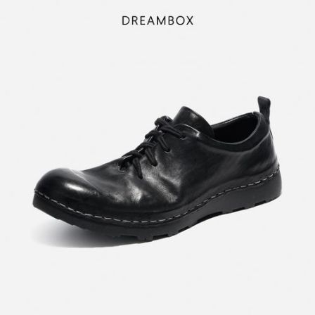 DREAMBOX钧博水洗马皮男鞋2026新款户外休闲鞋软皮软底舒适男士鞋