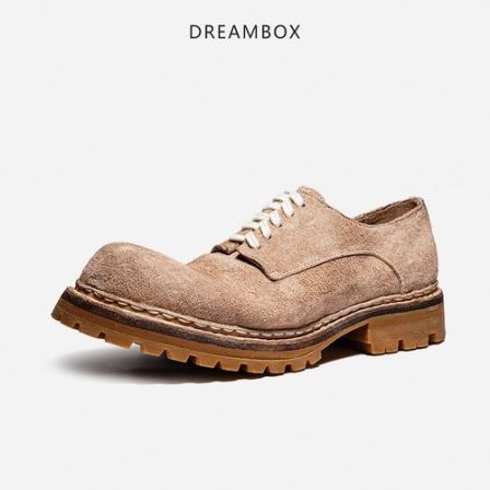 DREAMBOX钧博vibram防滑英伦风休闲皮鞋马皮手工固特异大头德比鞋