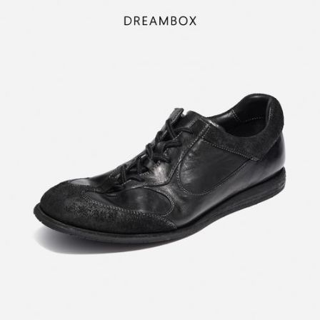 DREAMBOX钧博水洗马皮平底休闲板鞋2025新款软底软面男士德训鞋