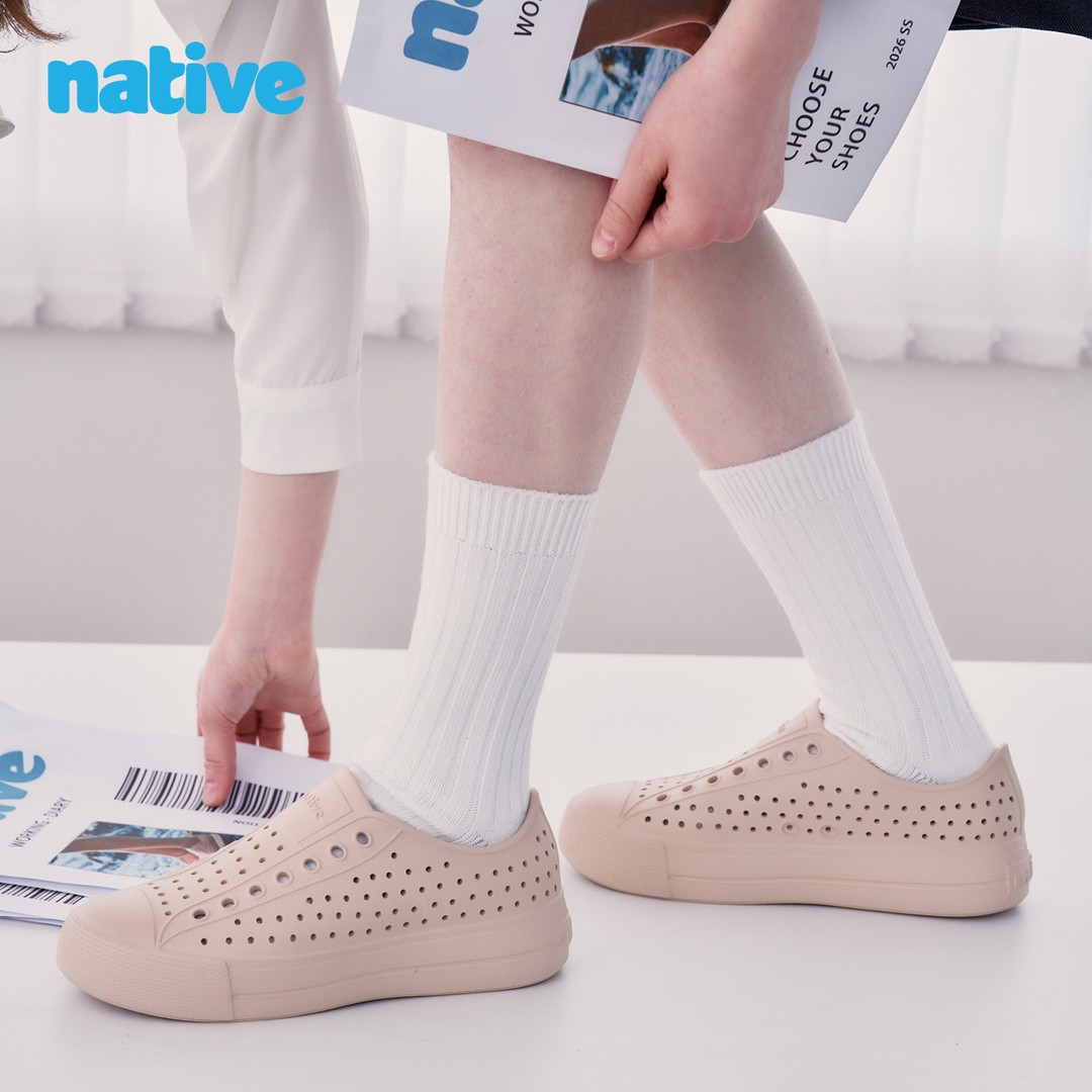 native纯白色【厚底2.0】纯色一体款2.0洞洞鞋4cm增高更轻主图